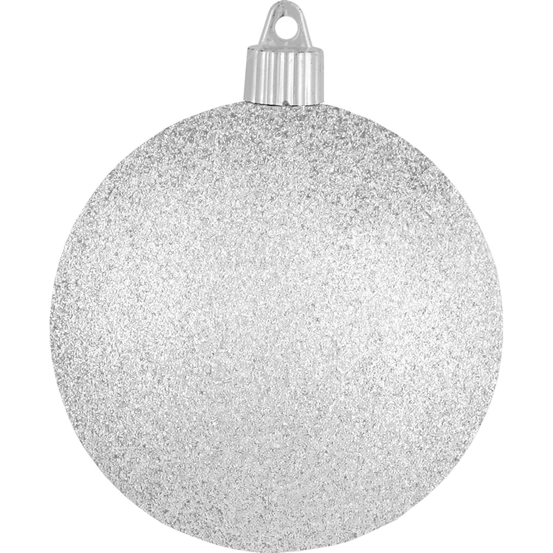 Christmas By Krebs 4" (100mm) Silver Glitter [4 Pieces] Solid Commercial Grade Indoor and Outdoor Shatterproof Plastic, Water Resistant Ball Ornament Decorations