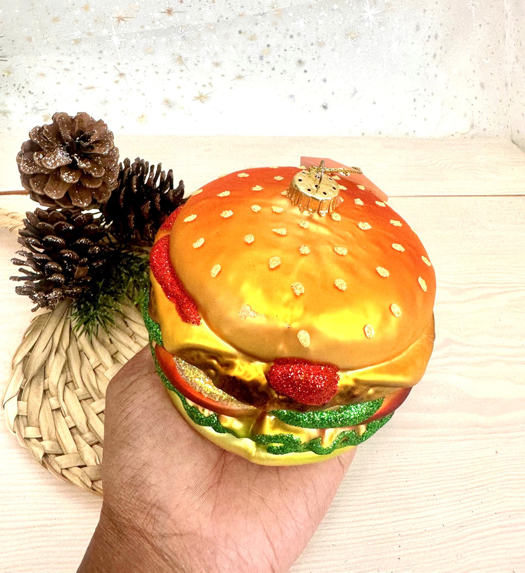 Christmas By Krebs Blown Glass  Collectible Tree Ornaments (3.75" Hamburger)