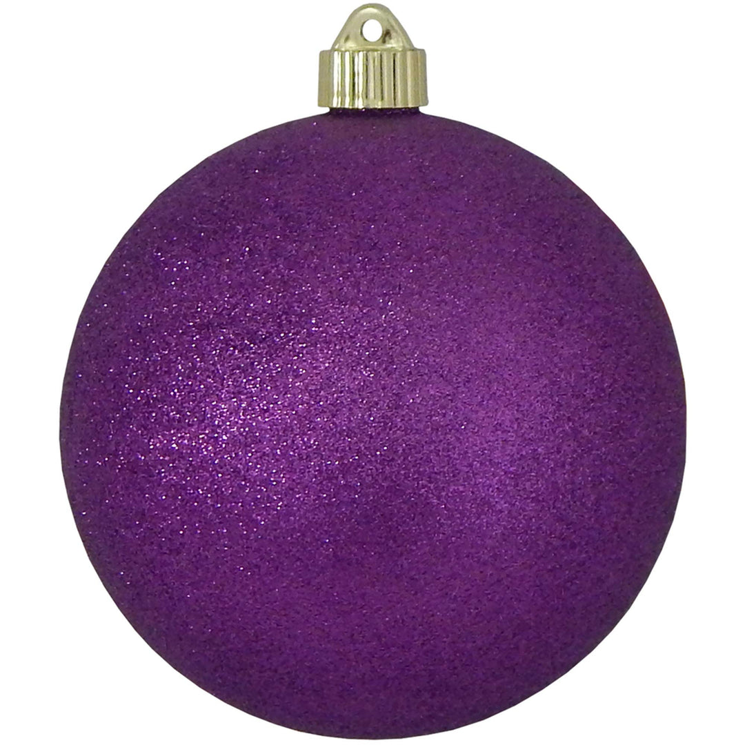 Christmas By Krebs 6" (150mm) Purple Glitter [2 Pieces] Solid Commercial Grade Indoor and Outdoor Shatterproof Plastic, Water Resistant Ball Ornament Decorations