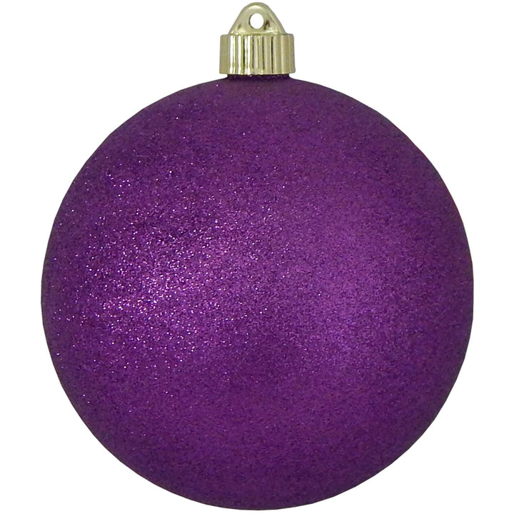 Christmas By Krebs 6" (150mm) Purple Glitter [2 Pieces] Solid Commercial Grade Indoor and Outdoor Shatterproof Plastic, Water Resistant Ball Ornament Decorations