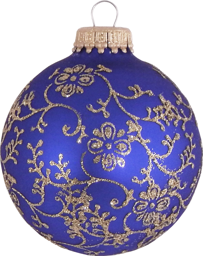 Glass Christmas Tree Ornaments - 67mm/2.63" [4 Pieces] Decorated Balls from Christmas by Krebs Seamless Hanging Holiday Decor (Traditional Colors with Gold Glitterlace)