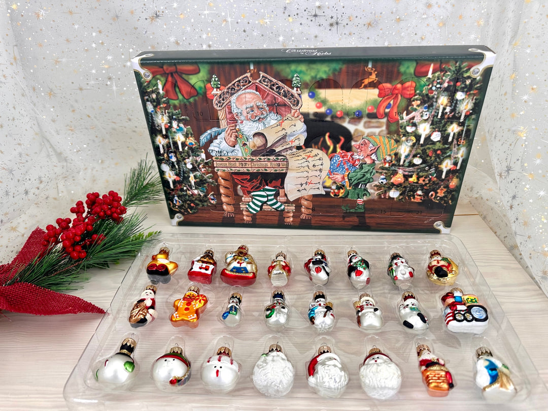 Christmas By Krebs Blown Glass  Collectible Tree Ornaments (1.5" Figurine 24 Each Advent Calendar)