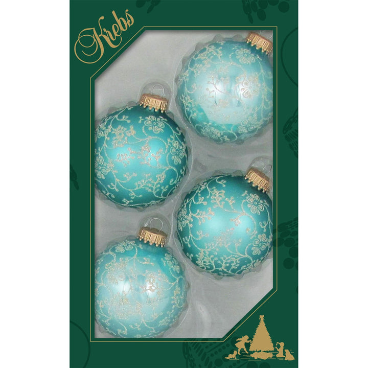 2 5/8" (67mm) Designer Decorated Boxed Glass Christmas Ornaments