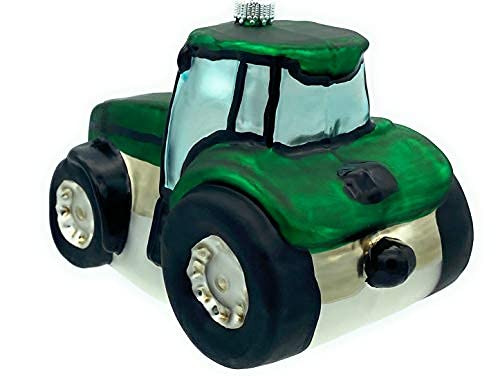 Christmas By Krebs Blown Glass  Collectible Tree Ornaments  (5.75" Green Tractor)