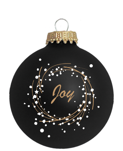 Glass Christmas Tree Ornaments - 67mm/2.625" [4 Pieces] Decorated Balls from Christmas by Krebs Seamless Hanging Holiday Decor (Ebony Shine & Velvet with Joy)