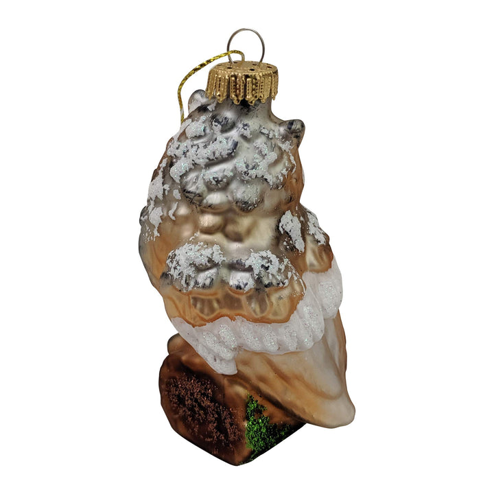 Christmas By Krebs Blown Glass  Collectible Tree Ornaments  (4.5" Owl on Log)