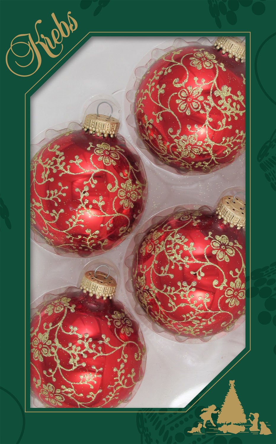 2 5/8" (67mm) Designer Decorated Boxed Glass Christmas Ornaments