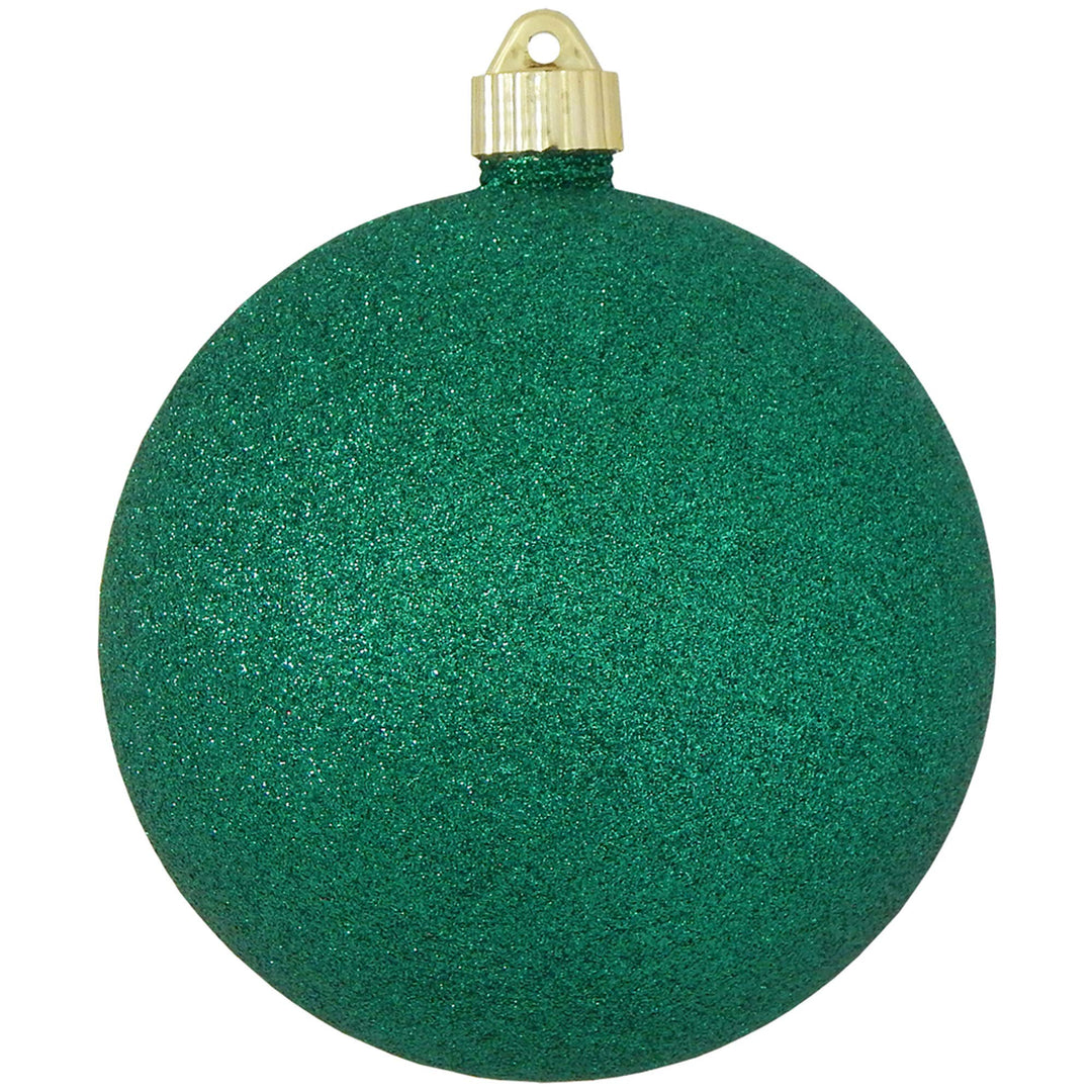 Christmas By Krebs 6" (150mm) Emerald Green Glitter [2 Pieces] Solid Commercial Grade Indoor and Outdoor Shatterproof Plastic, Water Resistant Ball Ornament Decorations