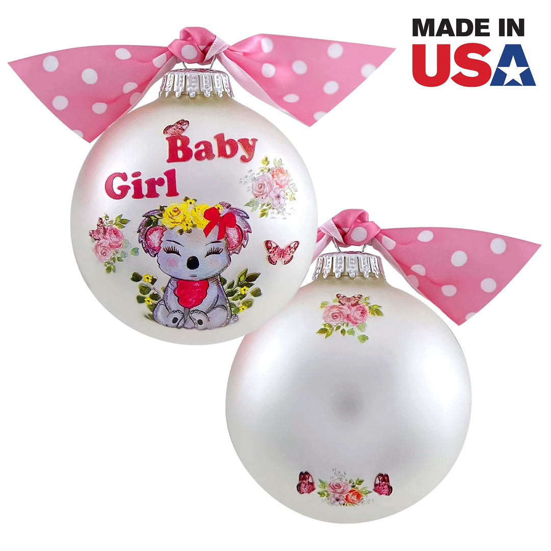 3 1/4" Personalized Giftable Glass Ball Ornament with Baby's 1st Koala/Moon