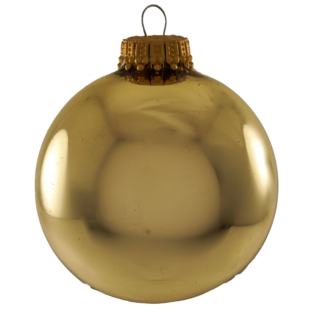 Glass Christmas Tree Ornaments - 67mm/2.63" Designer Balls from Christmas by Krebs - Seamless Hanging Holiday Decorations for Trees - Set of 12 Ornaments (Gold and Frost with Lace and Sparkles)