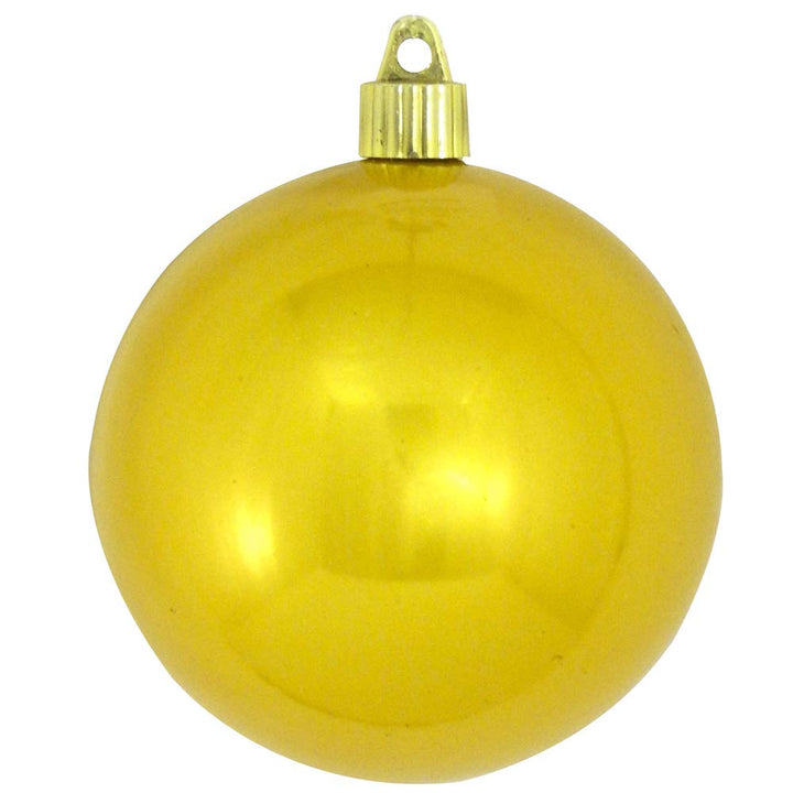 Christmas By Krebs 4" (100mm) Shiny Sunshine Yellow [4 Pieces] Solid Commercial Grade Indoor and Outdoor Shatterproof Plastic, UV and Water Resistant Ball Ornament Decorations