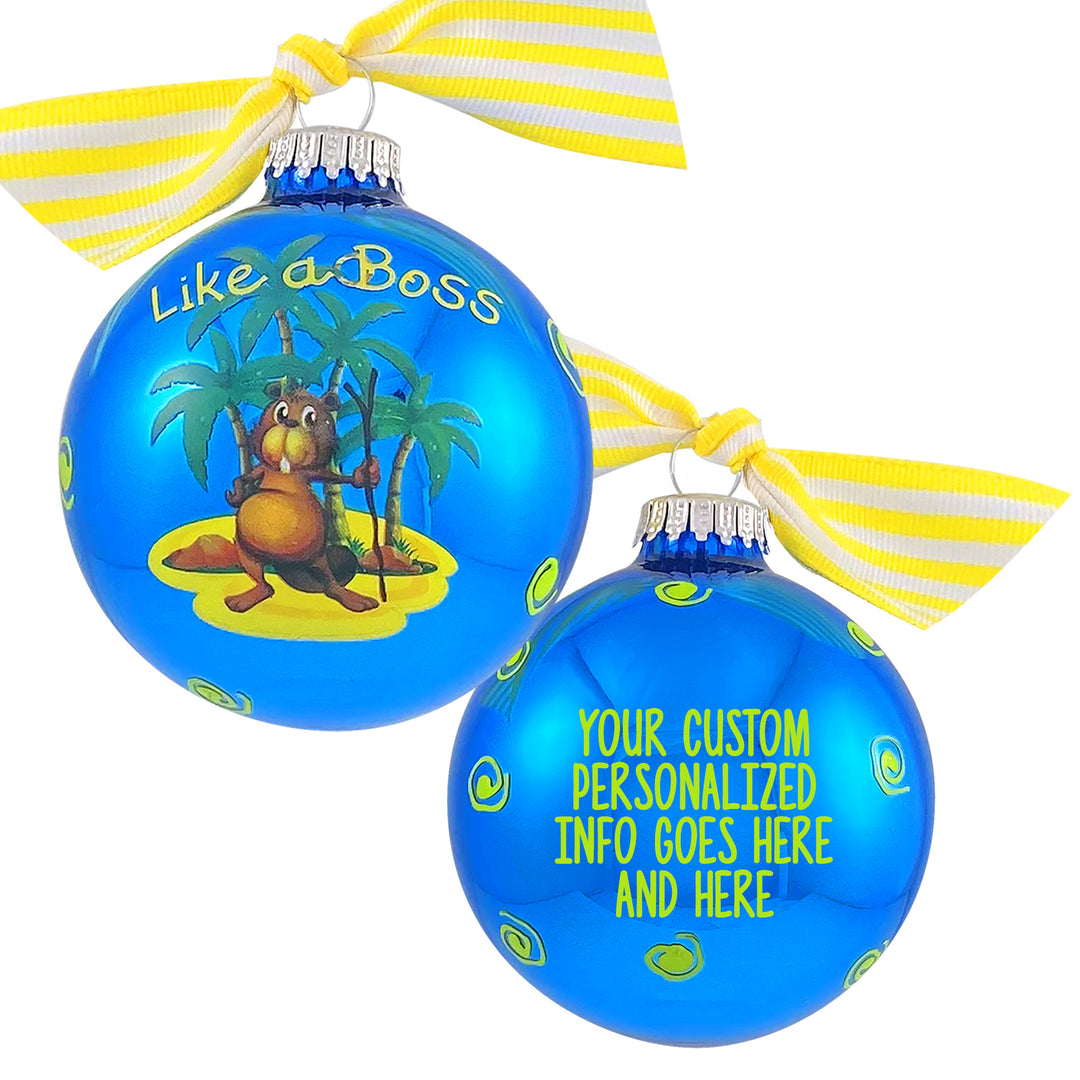 3 1/4" Personalized Giftable Glass Ball Ornament with Baby's 1st Koala/Moon