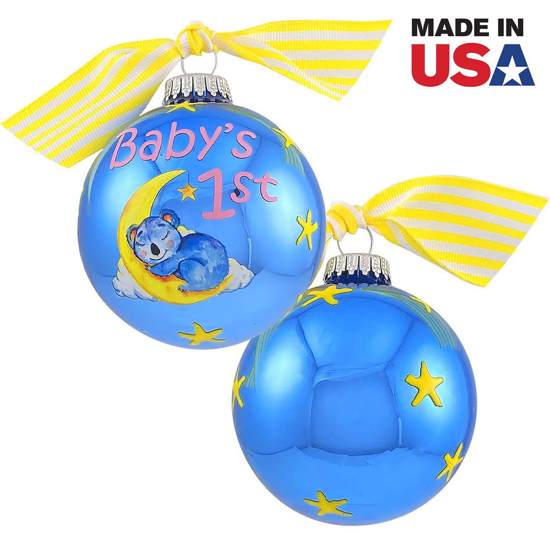 3 1/4" Personalized Giftable Glass Ball Ornament with Baby's 1st Koala/Moon