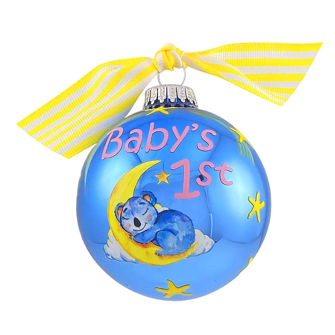 3 1/4" Personalized Giftable Glass Ball Ornament with Baby's 1st Koala/Moon