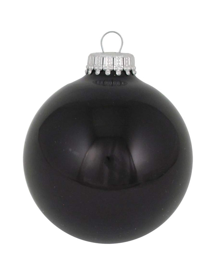 Christmas By Krebs 2 5/8" (67mm) Seamless Glass Ornament [8 Pieces], Decorated Designer Heirloom (Shiny Black )