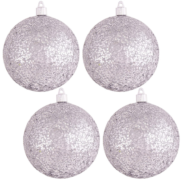 Christmas By Krebs Ornament, Commercial Grade Indoor and Outdoor Shatterproof Plastic, Water Resistant Ball Ornament Decorations (Silver Glitz, 4 3/4 inch (120mm))