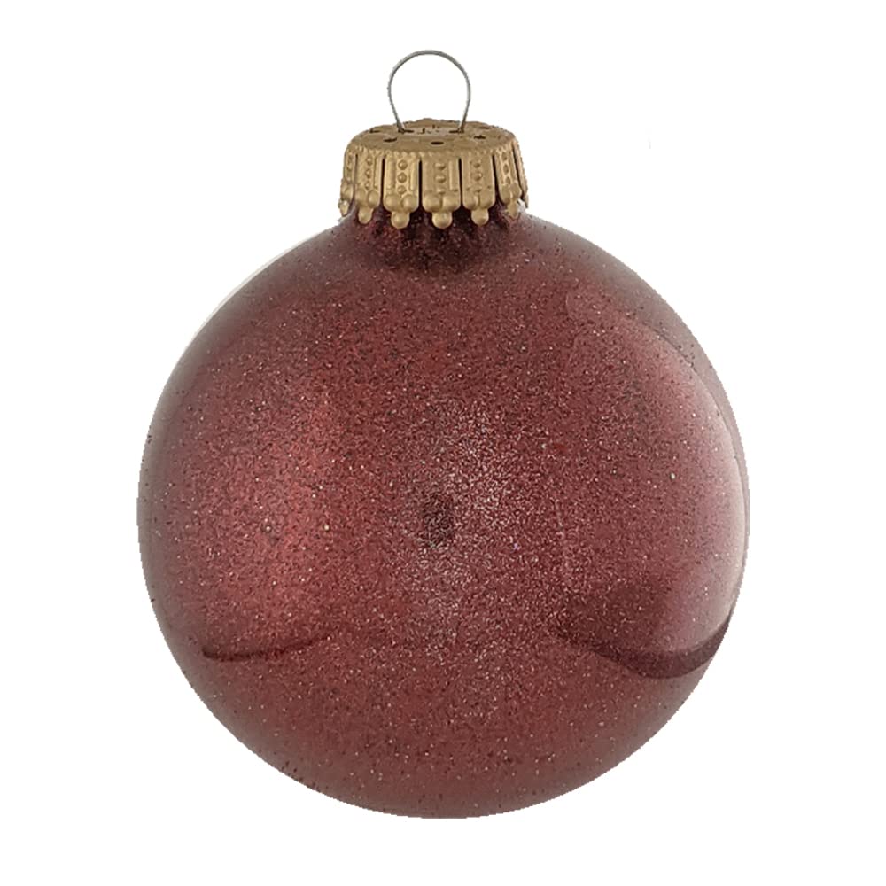 Glass Christmas Tree Ornaments - 67mm / 2.63" [6 Pieces] Designer Balls from Christmas By Krebs Seamless Hanging Holiday Decor (Cranberry Merlot Red Sparkle)