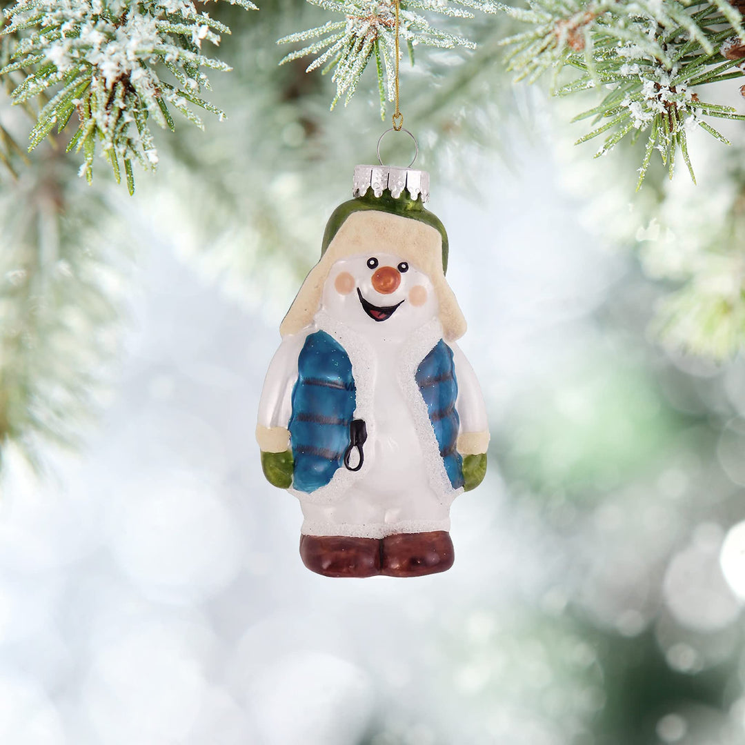 Christmas By Krebs Blown Glass  Collectible Tree Ornaments  (4" Snowman in Floppy Hat)