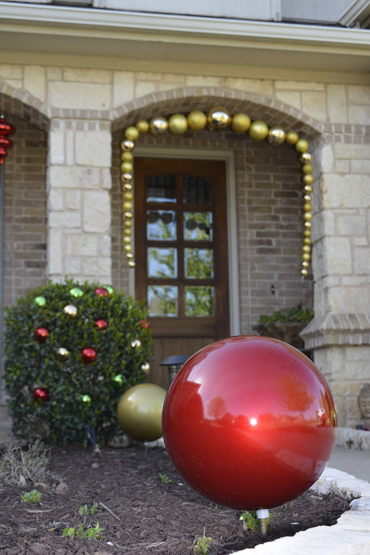 Christmas By Krebs 12" (300mm) Shiny Sonic Red [1 Piece] Solid Commercial Grade Indoor and Outdoor Shatterproof Plastic, UV and Water Resistant Ball Ornament Decorations