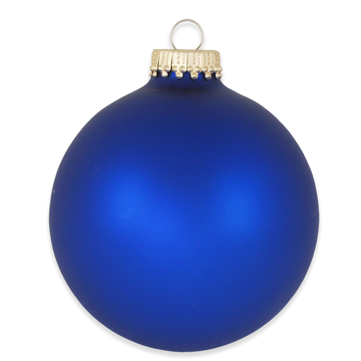 Glass Christmas Tree Ornaments - 67mm/2.63" Designer Balls from Christmas by Krebs - Seamless Hanging Holiday Decorations for Trees - Set of 12 Ornaments (Velvet Red, White and Blue)