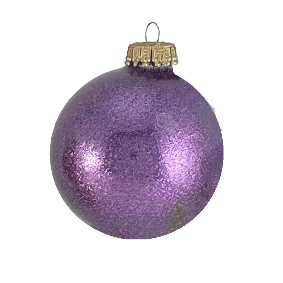 Glass Christmas Tree Ornaments - 67mm / 2.63" [6 Pieces] Designer Balls from Christmas By Krebs Seamless Hanging Holiday Decor (Purple Sparkle)