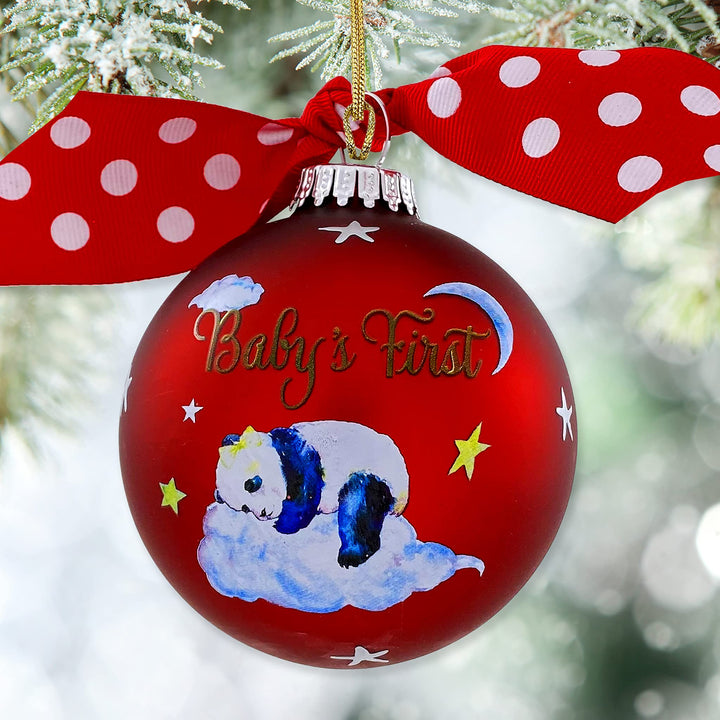 3 1/4" Personalized Giftable Glass Ball Ornament with Baby's 1st Koala/Moon