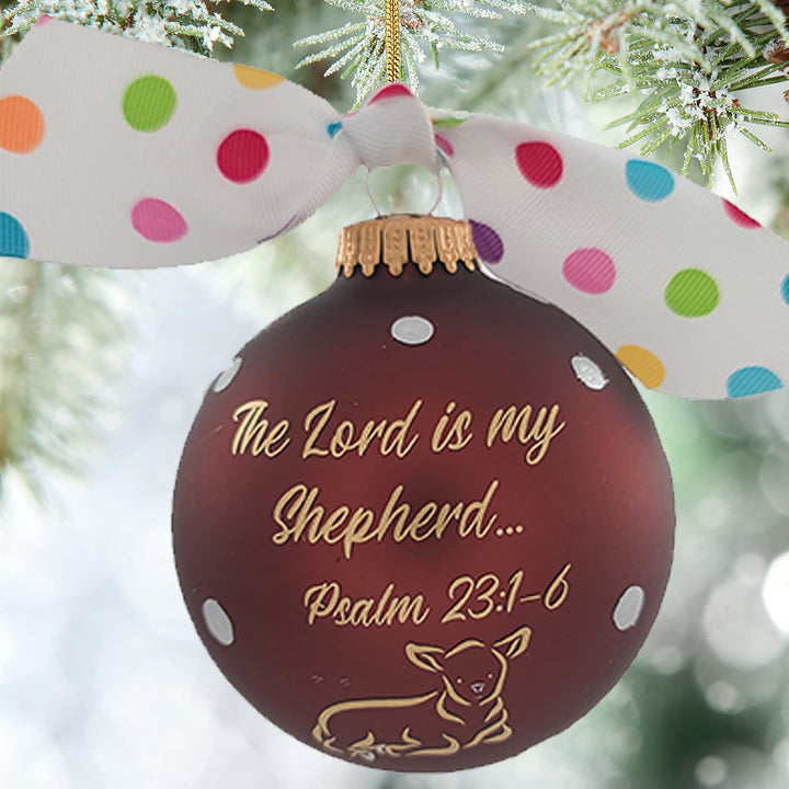 3 1/4" Collectable Bible Hero Glass Ornament Made in USA | Hugs Special Occasions Keepsake Gifts |  (Psalm 23)