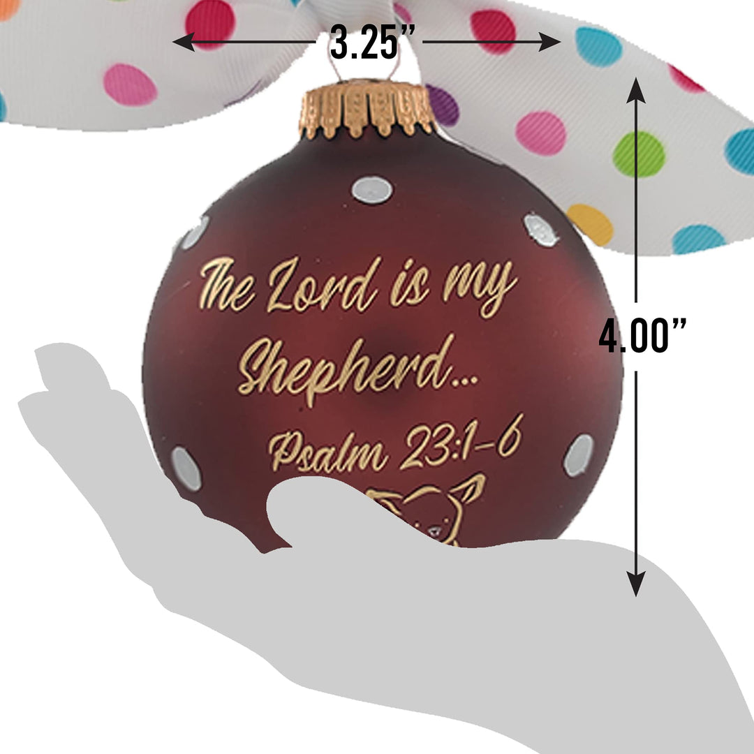 3 1/4" Collectable Bible Hero Glass Ornament Made in USA | Hugs Special Occasions Keepsake Gifts |  (Psalm 23)