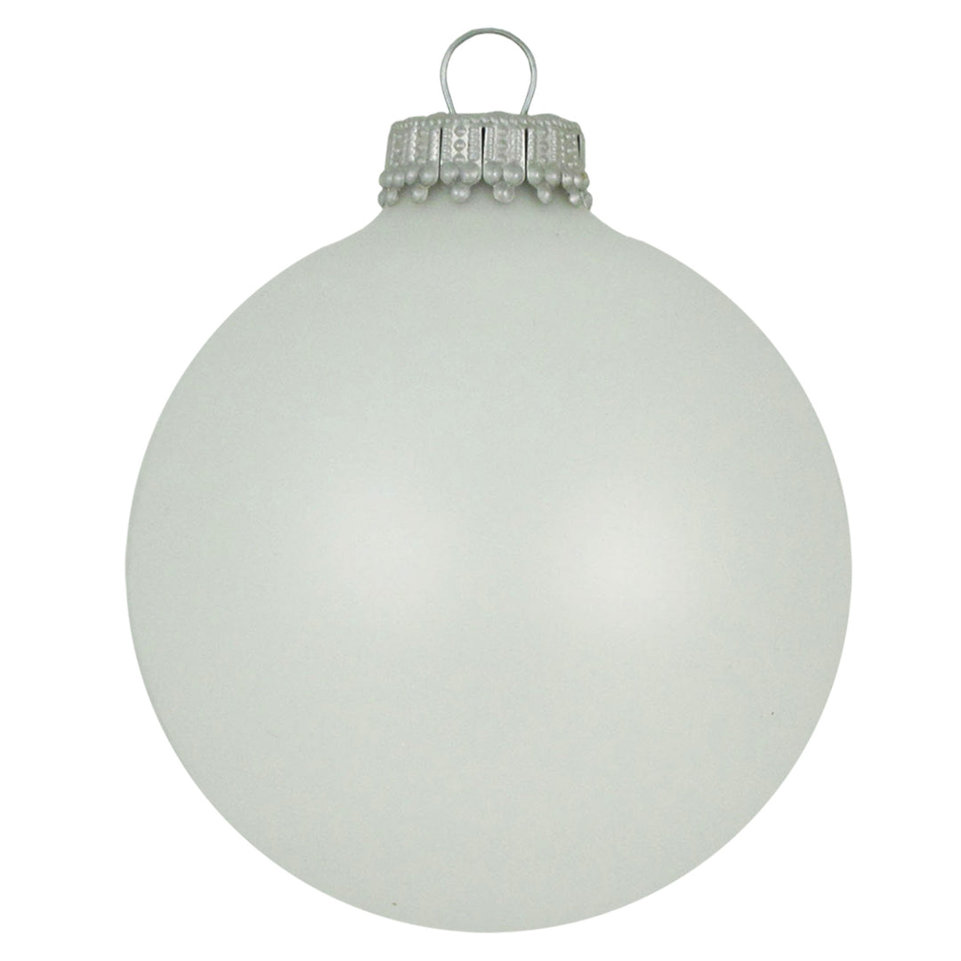 Christmas By Krebs 2 5/8" (67mm) Seamless Glass Ornament [8 Pieces], Decorated Designer Heirloom (Classic Antique White)