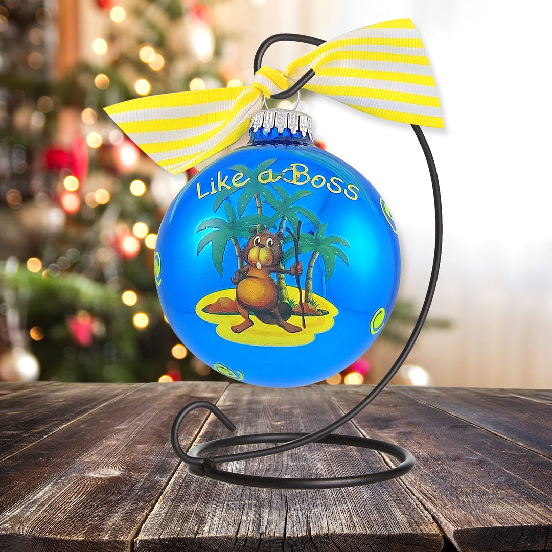 3 1/4" Personalized Giftable Glass Ball Ornament with Baby's 1st Koala/Moon