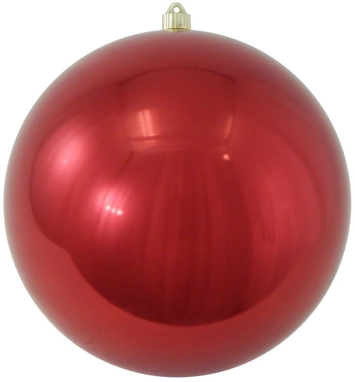 Christmas By Krebs 10" (250mm) Shiny Sonic Red [1 Piece] Solid Commercial Grade Indoor and Outdoor Shatterproof Plastic, UV and Water Resistant Ball Ornament Decorations