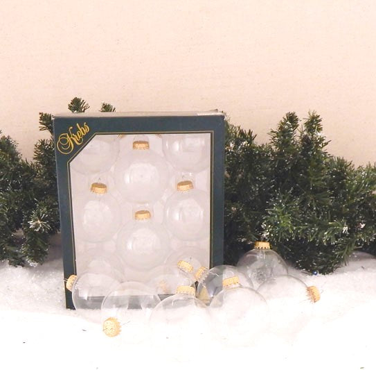 Crafting Seamless Glass Ball Ornaments for Holiday Decor (Clear with Gold Caps-96 Pieces, 8/Box, 12/Case, 2 5/8 inch (67mm))