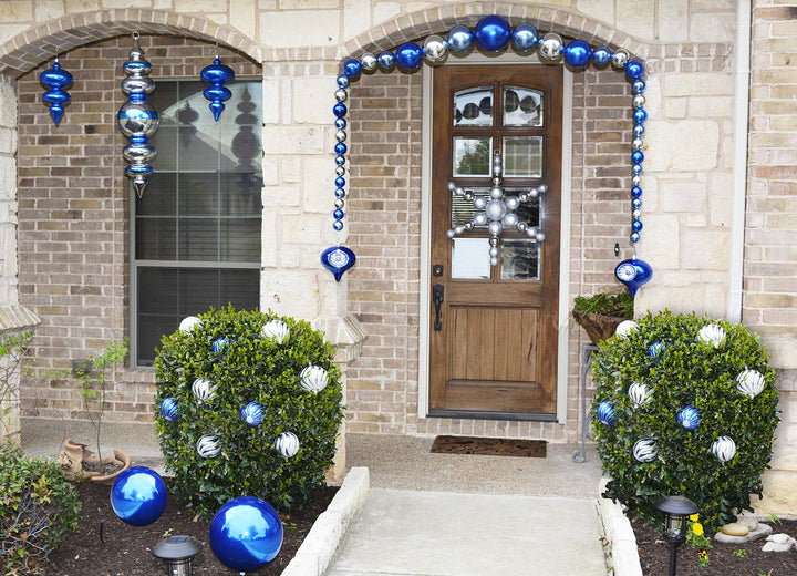 Christmas By Krebs 4" (100mm) Dark Blue Glitter [4 Pieces] Solid Commercial Grade Indoor and Outdoor Shatterproof Plastic, Water Resistant Ball Ornament Decorations