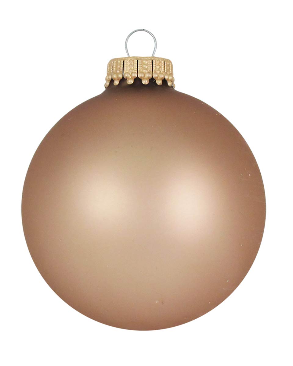 Christmas By Krebs Made in The USA Designer Seamless Glass Christmas Ball Ornaments, 2 5/8" (67mm), 8 Pieces (Velvet Cappuccino Brown)