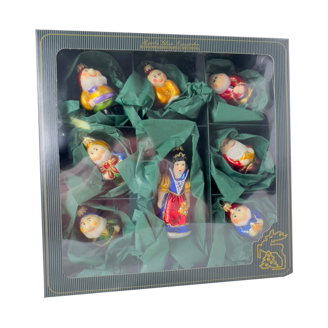 Christmas by Krebs Blown Glass Collectible Ukrainian Figurine (3" and 4.25" Fairytale Snow White & 7 Dwarfs)