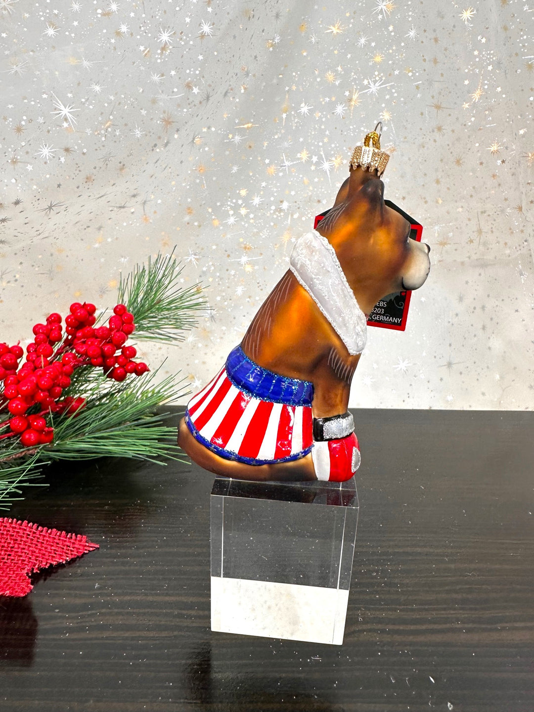 Christmas By Krebs Blown Glass  Collectible Tree Ornaments  (Boxer Dog)
