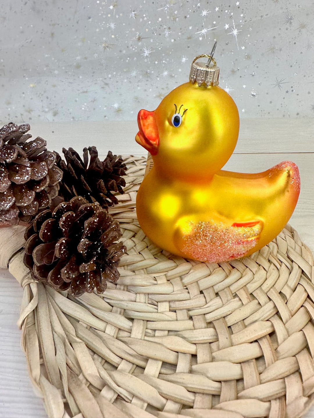 Krebs Designer Glass Rubber Ducky Figurine Christmas Holiday Ornament, 3 3/4" (95mm)