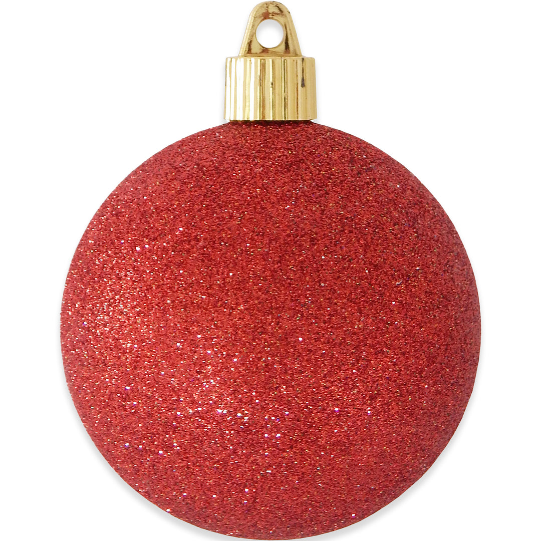 4 Red Glitter Ball Ornament