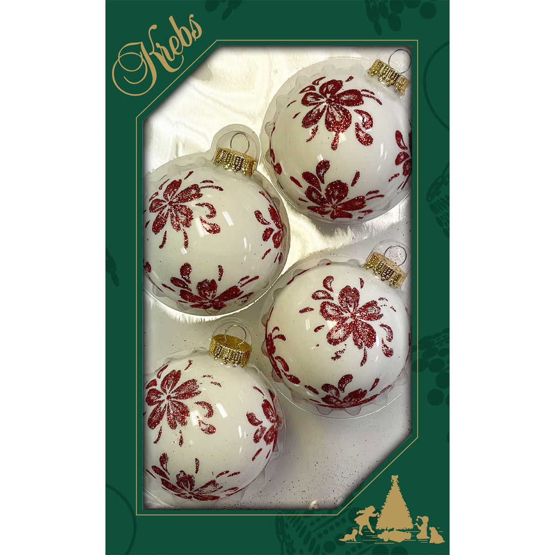 Glass Christmas Tree Ornaments - 67mm/2.625 [4 Pieces] Decorated Ball –  Christmas by Krebs