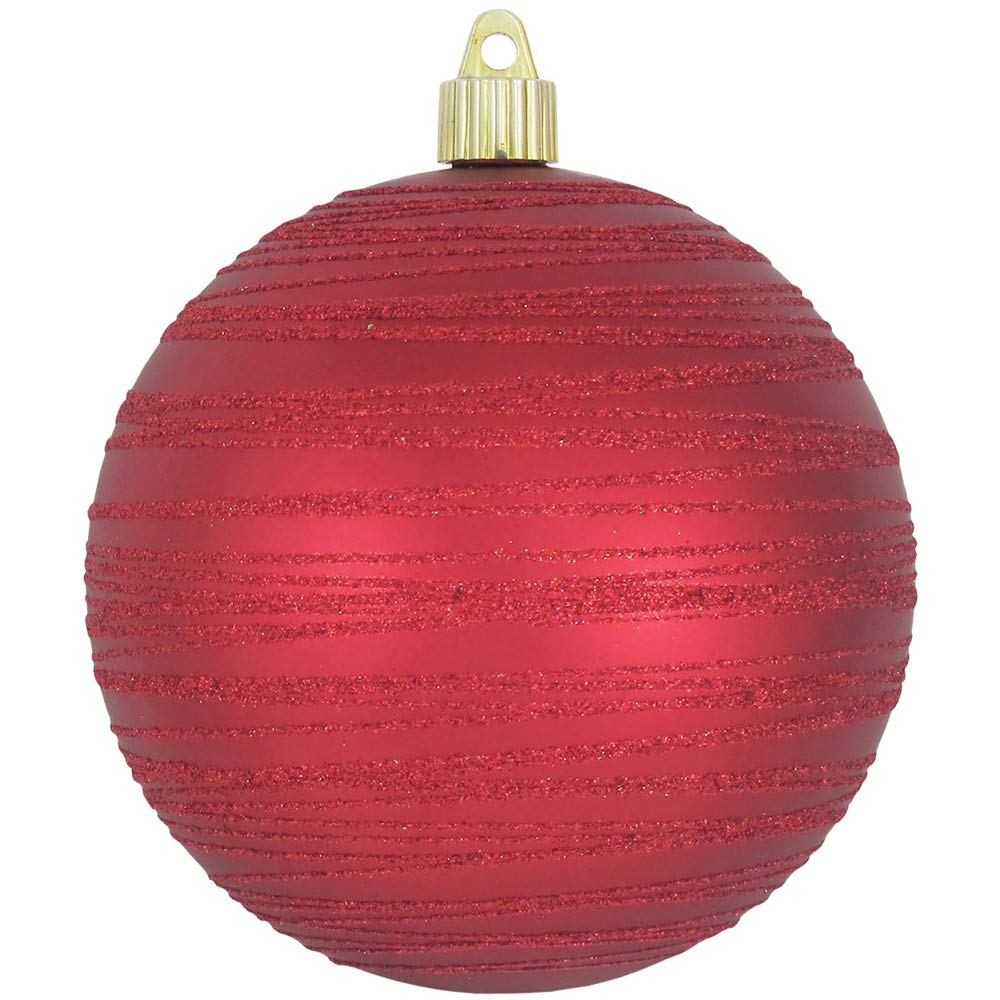 Christmas By Krebs 4 3/4" (120mm) Ornament [4 Pieces] Commercial Grade Indoor & Outdoor Shatterproof Plastic, Water Resistant Ball Shape Ornament Decorations (Red Alert with Red Tangles)