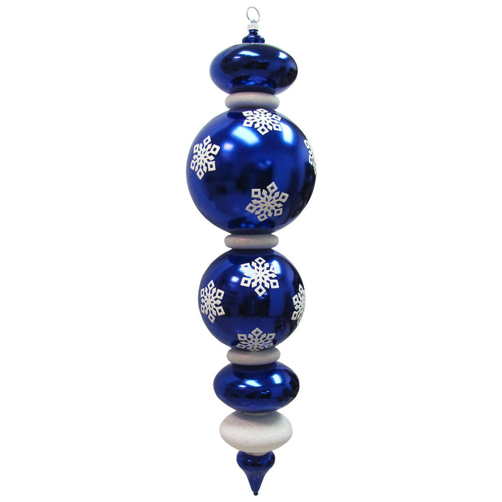 Christmas By Krebs Giant Finial, Commercial Grade Indoor and Outdoor Shatterproof Plastic, Water Resistant Multipiece Finial Decoration (Blue with White Snowflakes, 44 inch Giant Finial)