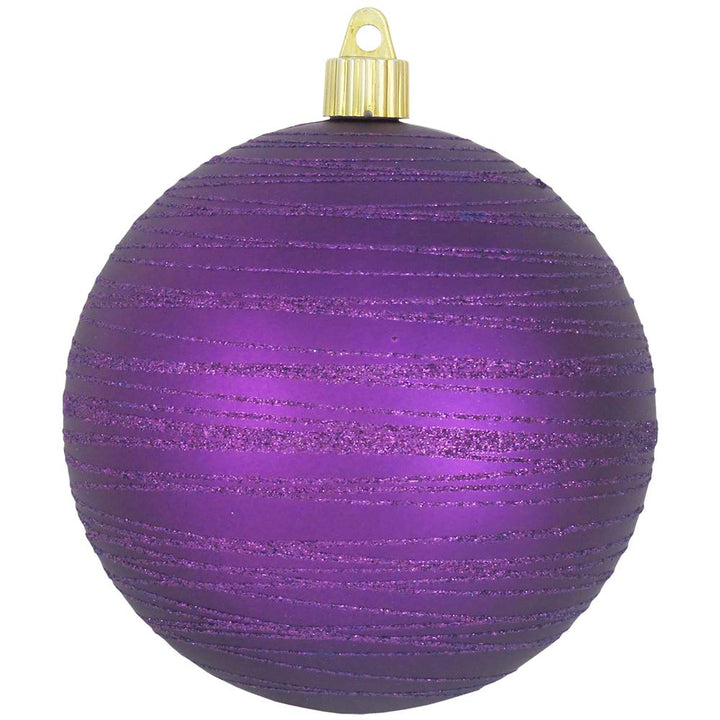 Christmas By Krebs 4 3/4" (120mm) Ornament [4 Pieces] Commercial Grade Indoor & Outdoor Shatterproof Plastic, Water Resistant Ball Shape Ornament Decorations (Diva Purple with Purple Tangles)