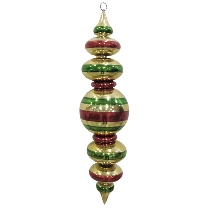 Christmas By Krebs Giant Multipiece Finial, Commercial Grade Indoor and Outdoor Shatterproof Plastic, UV and Water Resistant Multipiece Finial (Gold with Red & Green Stripes, 40 inch Jumbo Finial)