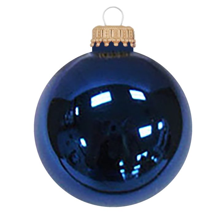 Christmas Tree Ornaments - Military Glass Balls from Christmas by Krebs - Handmade Seamless Hanging Holiday Decorations for Trees (67mm/2.625" Gold and Blue Navy-USN Variety Set of 12)