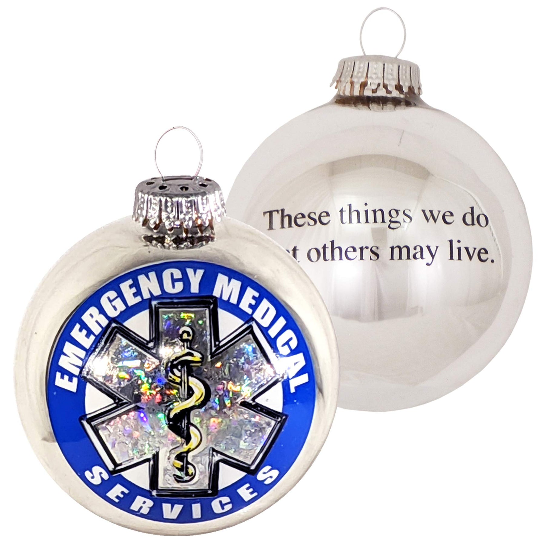 Christmas by Krebs Blue Police Logo Christmas Ball Ornaments 3.25 (80mm)