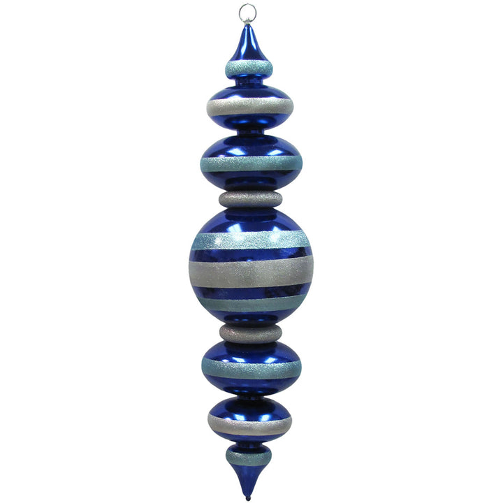 Christmas By Krebs Giant Finial, Commercial Grade Indoor and Outdoor Shatterproof Plastic, Water Resistant Multipiece Finial Decoration (Azure Blue with Blue & Silver Stripes, 40 inch Jumbo Finial)