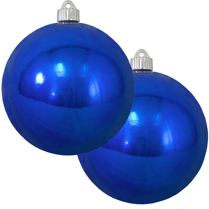 Christmas By Krebs 6" (150mm) Shiny Azure Blue [2 Pieces] Solid Commercial Grade Indoor and Outdoor Shatterproof Plastic, UV and Water Resistant Ball Ornament Decorations