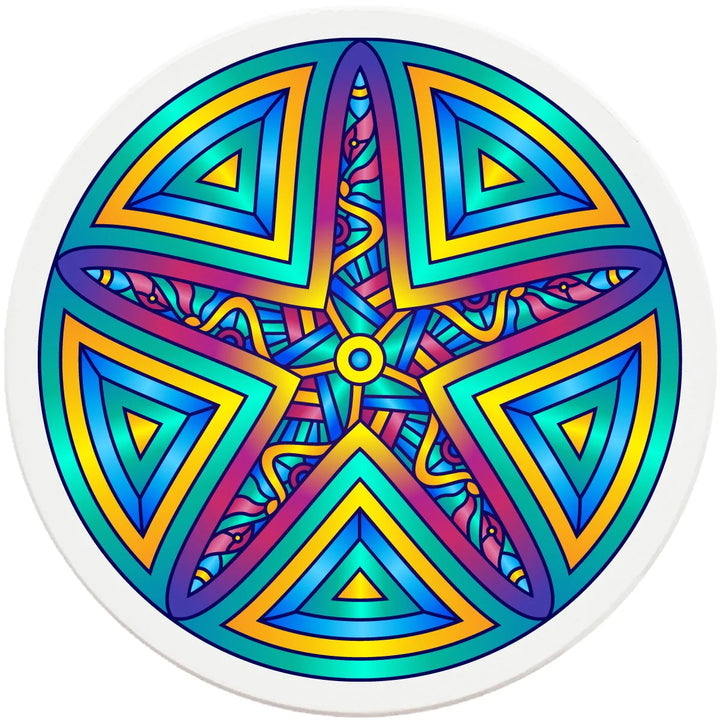 4" Round Ceramic Coasters - Mandala Starfish, 4/Box, 2/Case, 8 Pieces - Christmas by Krebs Wholesale