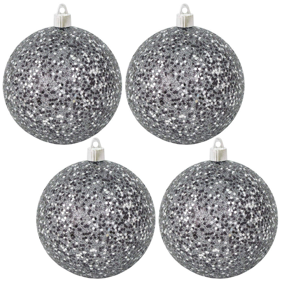 Christmas By Krebs 12 (300mm) Silver Glitter [1 Piece] Solid Commercial  Grade Indoor and Outdoor Shatterproof Plastic, Water Resistant Ball  Ornament Decorations 