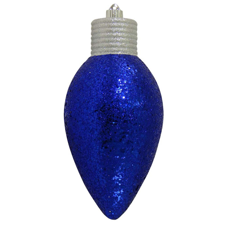 Christmas By Krebs 12" (300mm) Ornament, Commercial Grade Indoor, Outdoor Shatterproof Plastic Water Resistant Lightbulb Ornament (Dark Blue Glitz)